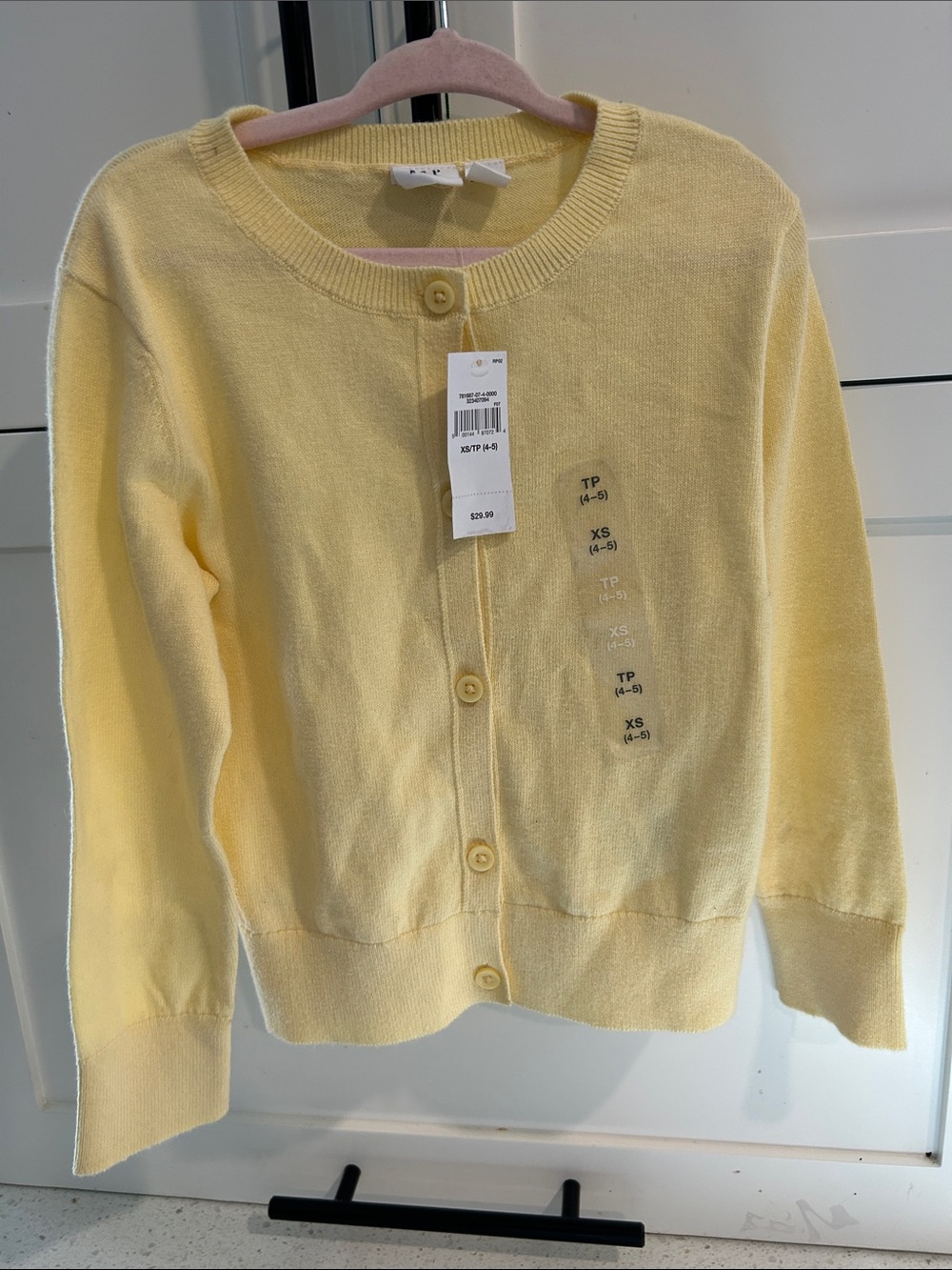 XS girls butter yellow cardigan